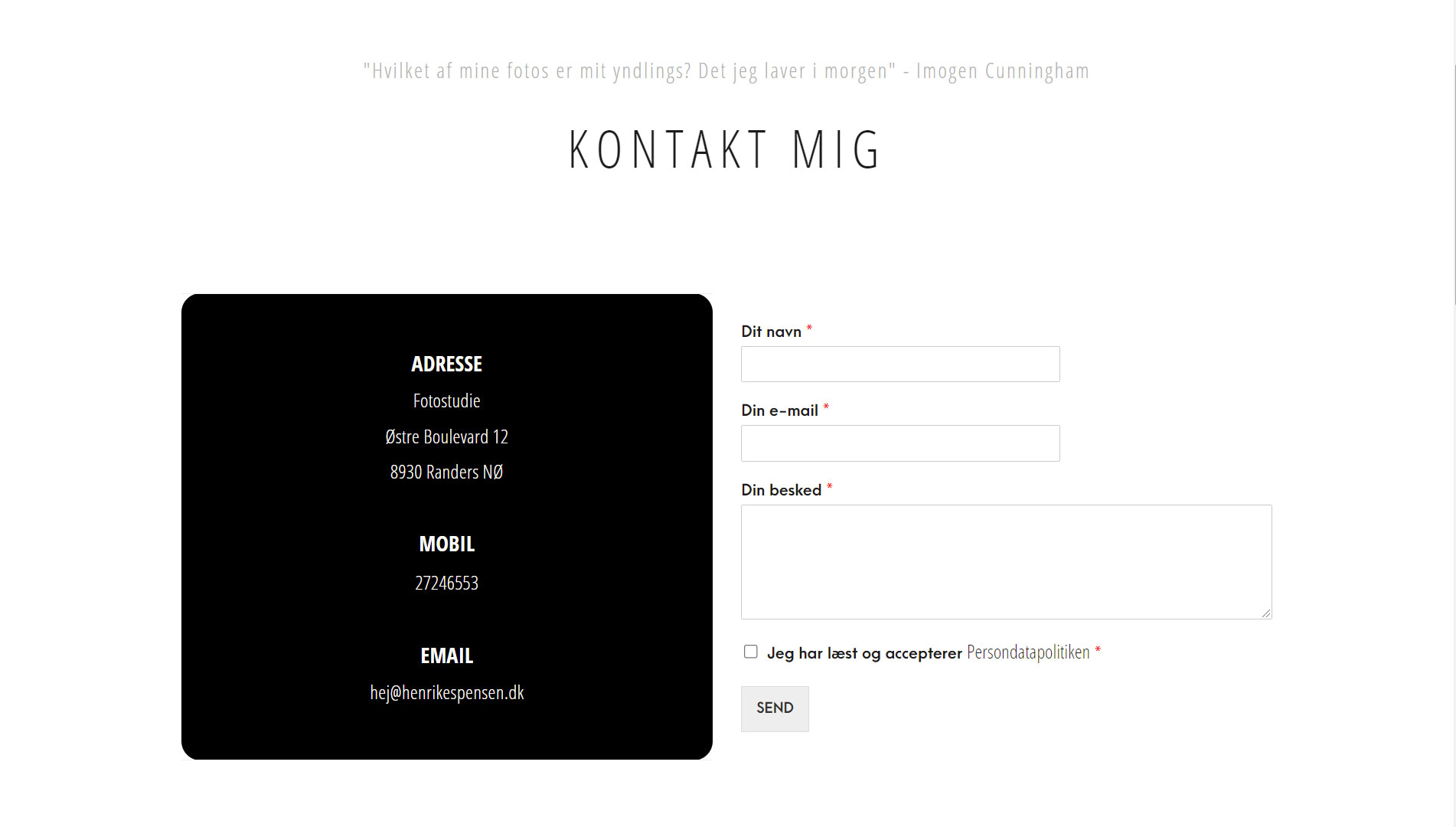 Portfolio med webdesign for Fotograf Henrik Espensen af freelance marketingkonsulent og freelance marketing konsulent i Randers Marketingsnedkeren