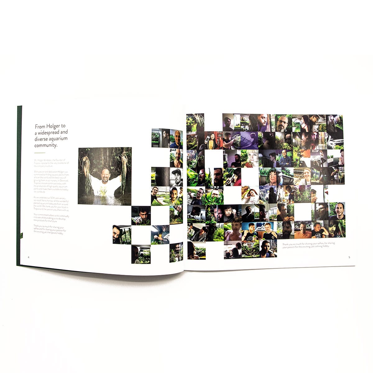 Portfolio med jubilæumsbog for Tropica af freelance marketingkonsulent og freelance marketing konsulent i Randers Marketingsnedkeren