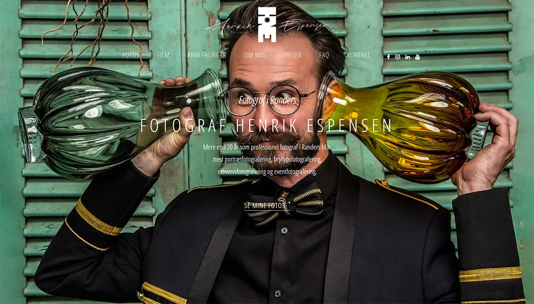 Portfolio med design af webside for Fotograf Henrik Espensen af freelance marketingkonsulent og freelance marketing konsulent i Randers Marketingsnedkeren