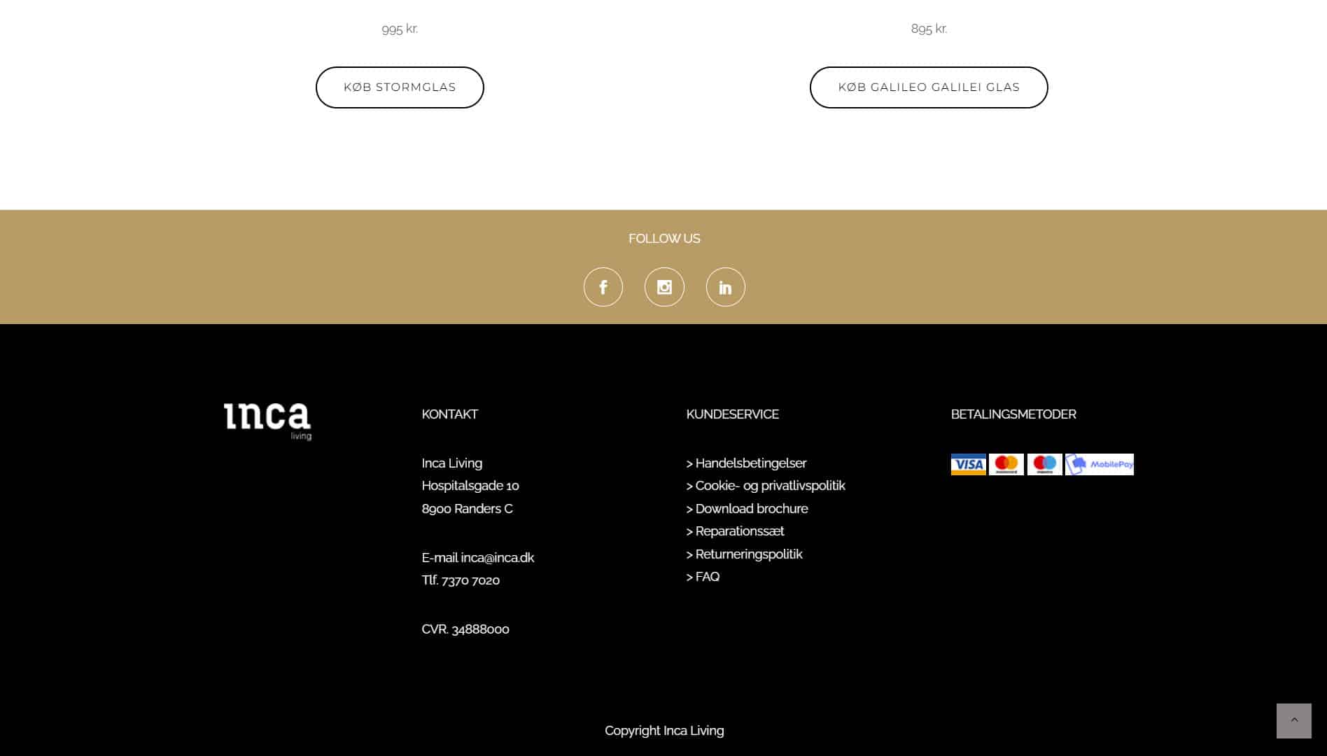 Portfolio med design af webside med webshop for Inca Living af freelance marketingkonsulent og freelance marketing konsulent i Randers Marketingsnedkeren