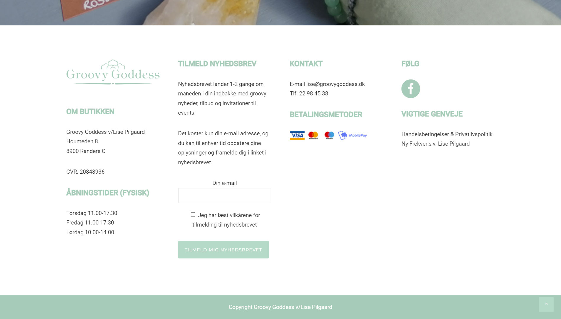 Portfolio med design af webside med webshop for Groovy Goddess af freelance marketingkonsulent og freelance marketing konsulent i Randers Marketingsnedkeren