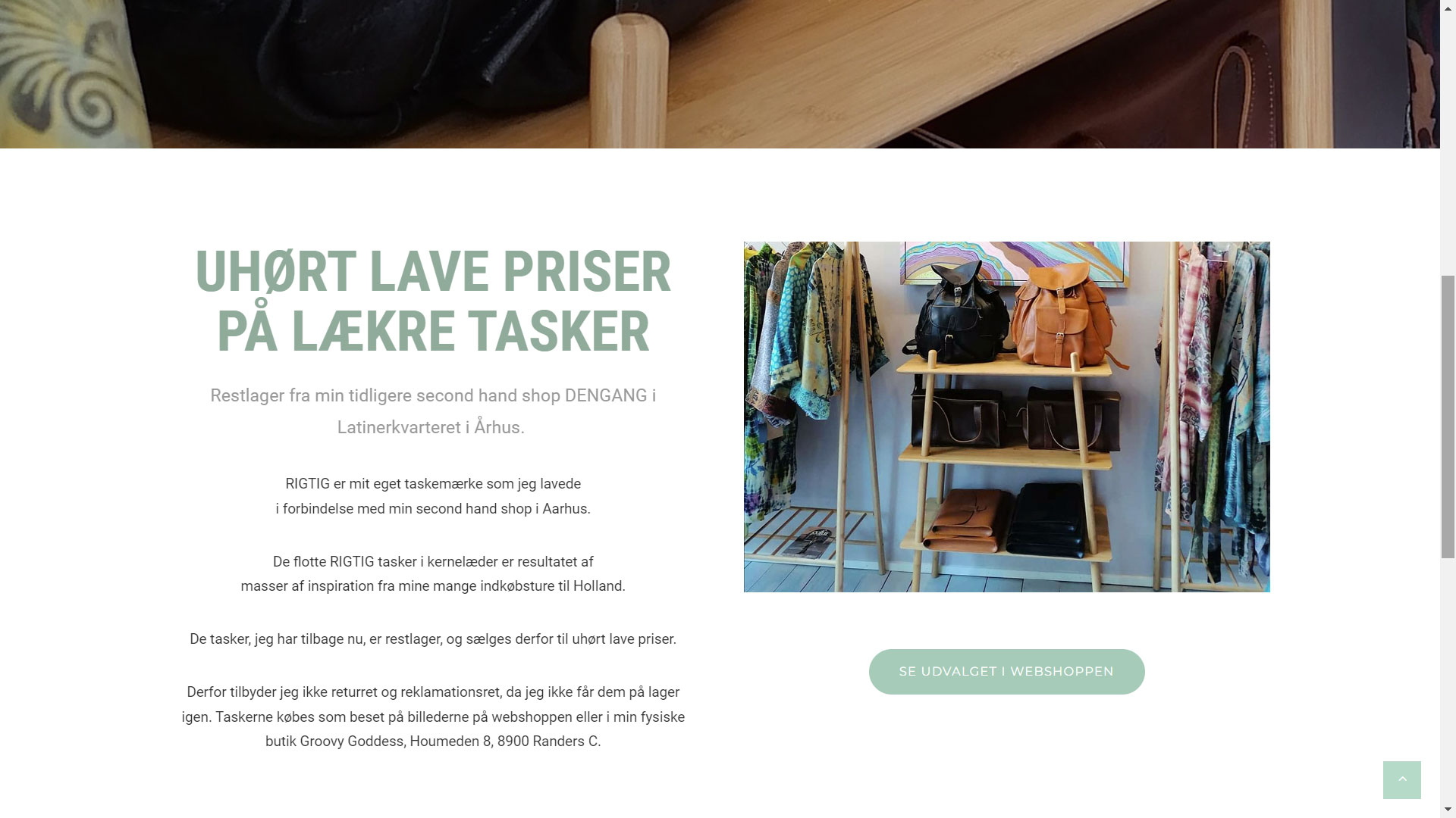 Portfolio med design af webside med webshop for Groovy Goddess af freelance marketingkonsulent og freelance marketing konsulent i Randers Marketingsnedkeren