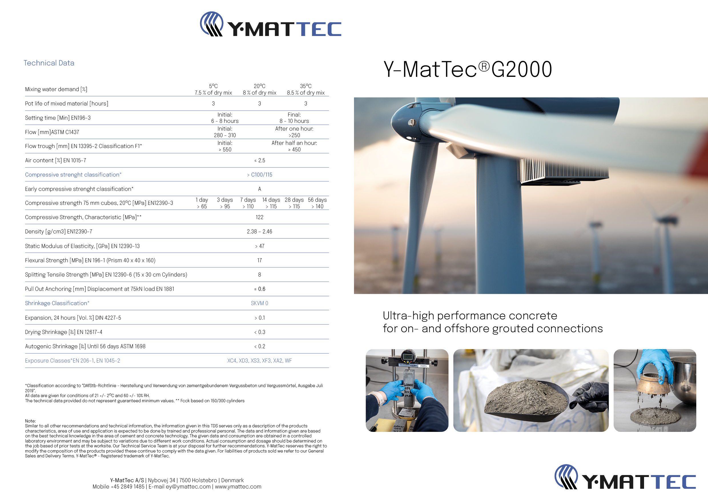Brochure for Y-MatTec med fokus på en præsentation af virksomheden i tekst og billeder designet af marketing freelance og freelance marketingkonsulent Marketingsnedkeren