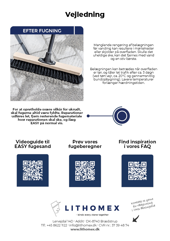 4-sidet brochure for Lithomex med fokus på produktet Styrkefuge L10 - designet af marketing freelance og freelance marketingkonsulent Marketingsnedkeren