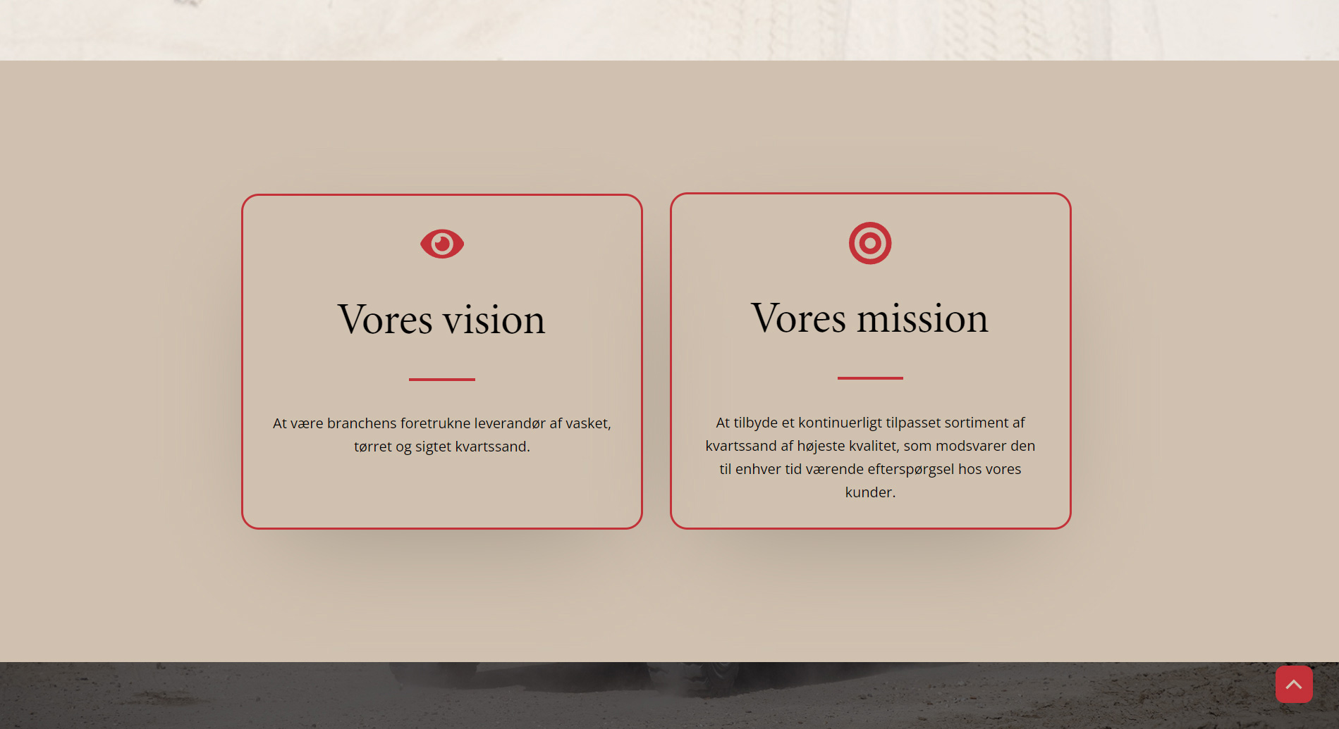 Om os side med vision og mission på Dansk Kvarts Industri webside af designet af freelance marketingkonsulent og webdesigner Marketingsnedkeren